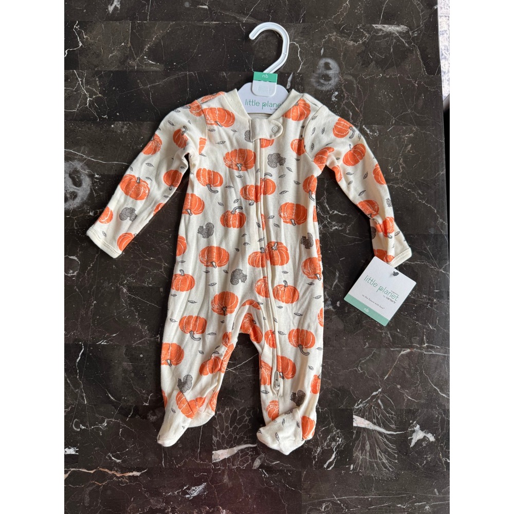 NB Little Planet by Carters Organic Cotton Pumpkin Squirrel Sleep and Play